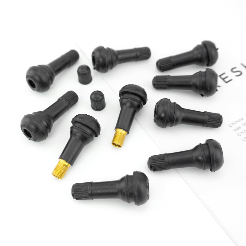 Quacc 10 PCS TR413 Rubber Snap-in Tire Valve Stems Sturdy Replacement Tyre Valves Stems for 0.453" Tubeless Rim Holes on Cars, Go-Karts, Trucks, Lawn mowers, Trailers