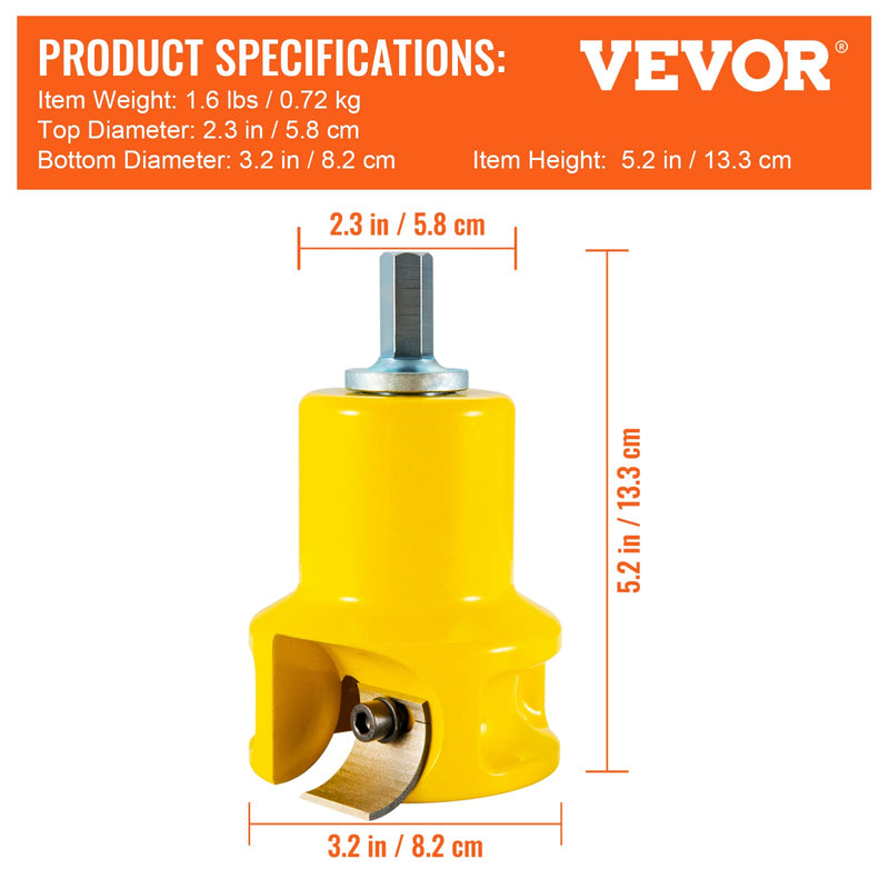 VEVOR Tenon Cutter, 1.5" / 38 mm Diameter, Premium Aluminum & Steel Log Furniture Cutter, with Dual Curved Blades & Button Screws Home Master Kit, Commercial Woodworking Tool for Home Beginner DIY Curved Blade-1.5 in