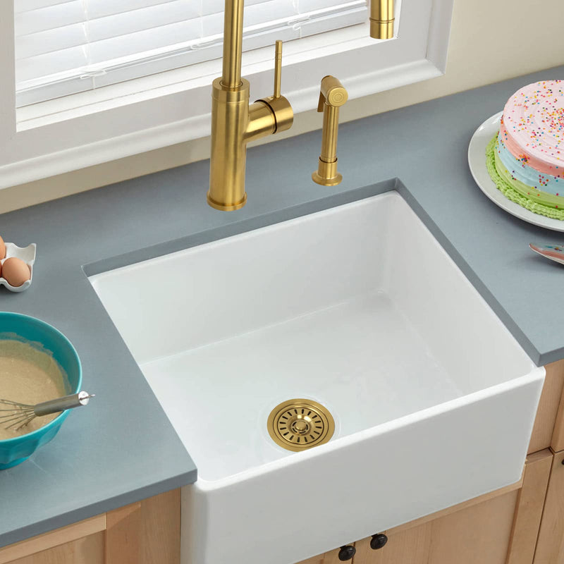 Akicon Kitchen Sink Brass Gold Finish Garbage Disposal Flange Stopper, One Size Disposal Rim, Fit 3-1/2 Inch Standard Sink Drain Hole 2.85" Height Brushed Gold