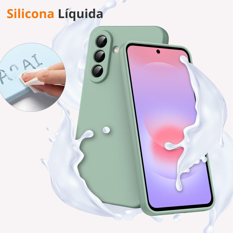 Suitable for Samsung Galaxy A37 5G Phone Case [Liquid Silicone Cover] [Microfiber Interior] Rubber Silicone Gel TPU Liquid Shockproof Case for Samsung Galaxy A37 5G - Match Matcha Green