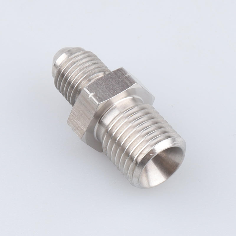 -3 AN Male Flare to M12x1.25 Inverted Seat Straight Stainless Steel AN3 Male Thread Flare Brake Line Union Tube Hose Fitting Adapter 3AN to M12x1.25 an to metric inverted seat adapter