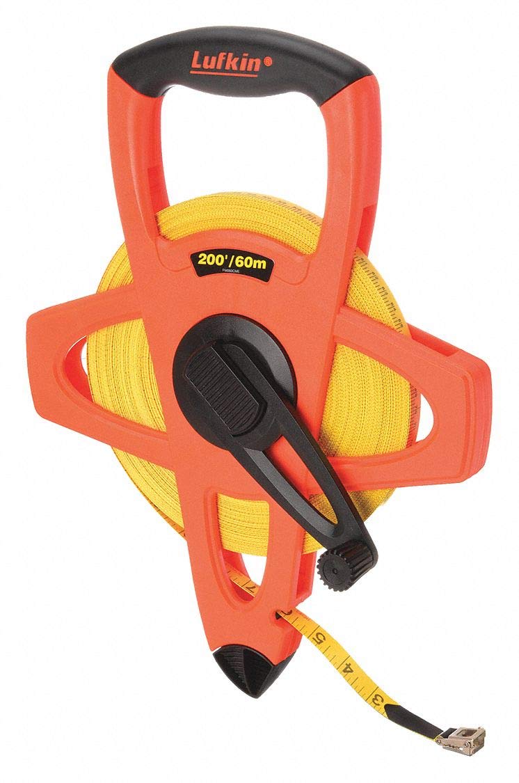 Crescent Lufkin 1/2" x 60m/200' Hi-Viz® Orange Fiberglass SAE/Metric Dual Sided Tape Measure - FM060CME