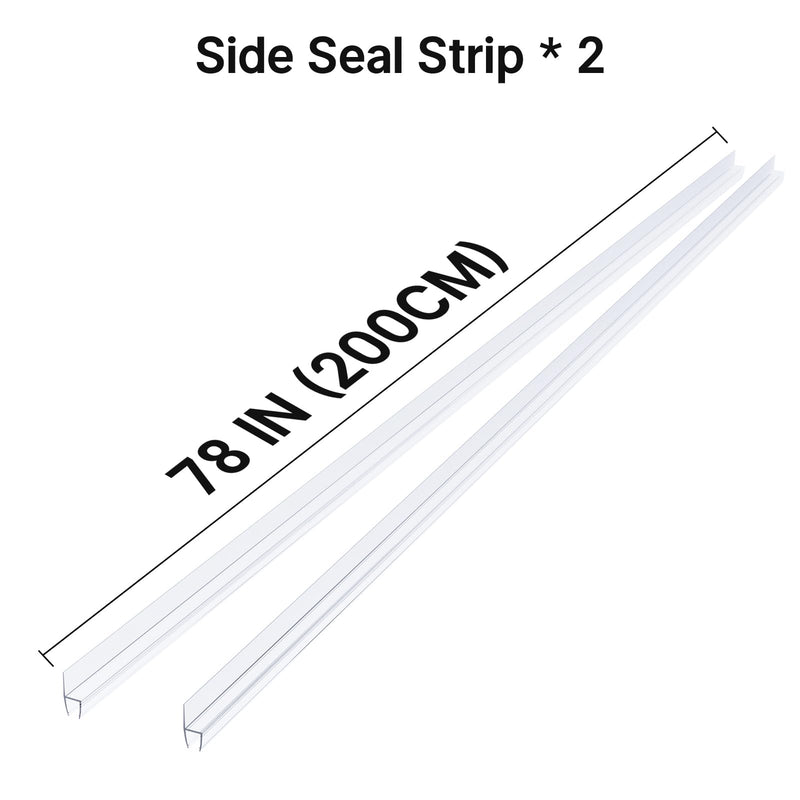 AmazerBath Shower Door Side Seal Strip (Set of 2), Frameless Glass Shower Door Seal Strip - Suitable for 3/8 Inch Glass, 78 inch Side Seal 3/8