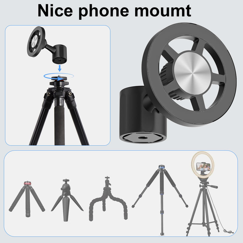 Magnetic Phone Tripod Mount for MagSafe, iPhone Tripod Mount Adapter with 1/4" Screw Hole, Phone Tripod Attachment Compatible with iPhone 17/16/15/14/13/12 .