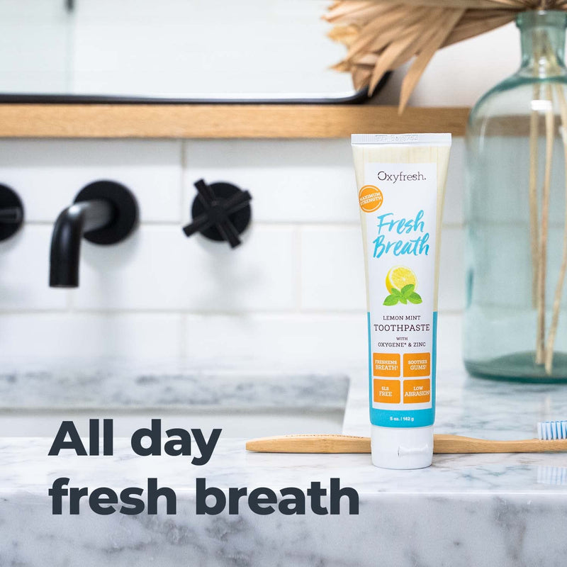 Oxyfresh Maximum Fresh Breath Lemon Mint Toothpaste - Clean Teeth & Fresh Breath - Natural Essential Oils & Natural Xylitol to Help Fight Tartar - SLS & Fluoride Free - 5 oz (Pack of 3) 5 Ounce (Pack of 3)