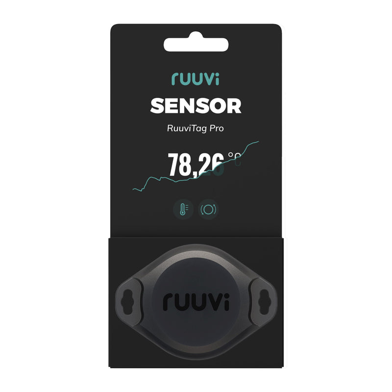 RuuviTag Pro 2in1 Wireless Bluetooth Temperature (°C/°F), and Motion Sensor. Alerts & History. Free Android/iOS apps. Integrates with Victron, Homey, and Home Assistant. Made in Europe.
