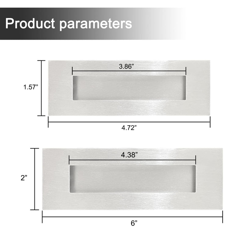 Recessed Finger Flush Pulls with Edge Pull - Suitable for Pocket Door,Closet Door,Sliding Doors, Barn Door Handle Hardware (Sliver, 6inch) Sliver