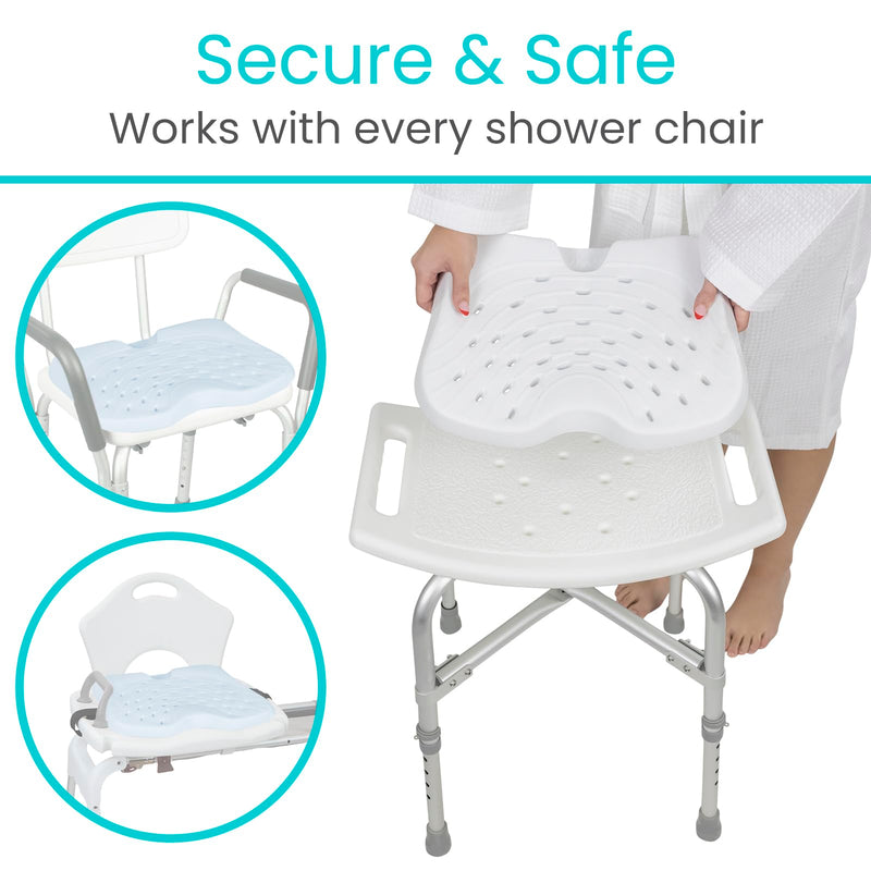 Vive Shower Seat Cushion - Comfortable Support for Pain Relief - Waterproof, Soft Padded & Non Slip for Tub Chairs, Transfer Benches, Bath Stool, Bathtubs - for Seniors, Elderly, Handicap & Disabled