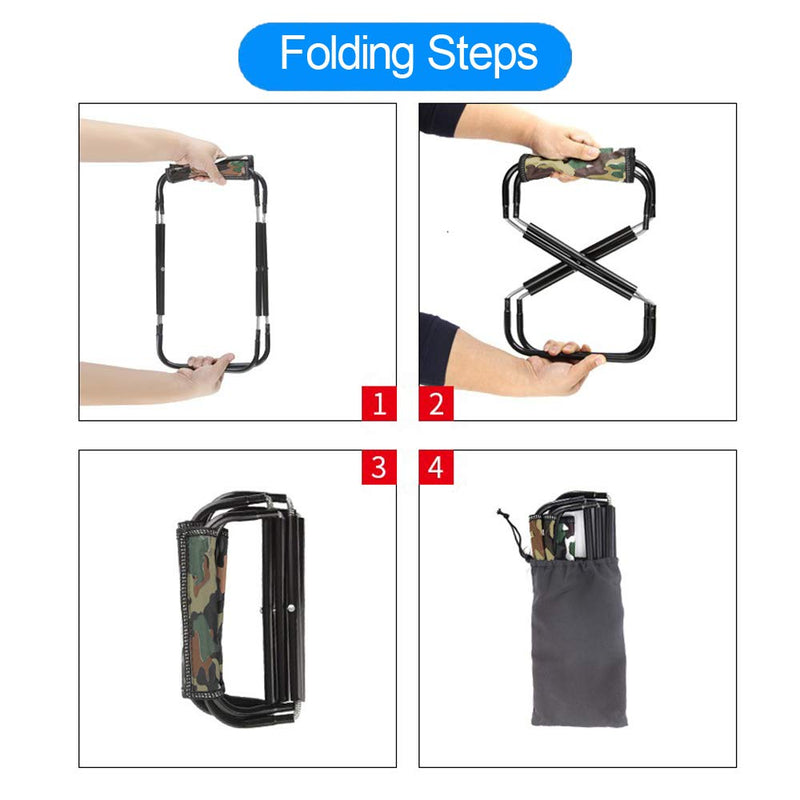 Mini Portable Folding Stool, Camping Fishing Stool for Adults Fishing Hiking Gardening and Beach with Carry Bag, Hold Up to 450lbs(Camouflage) 10.6"D x 10.6"W x 11"H