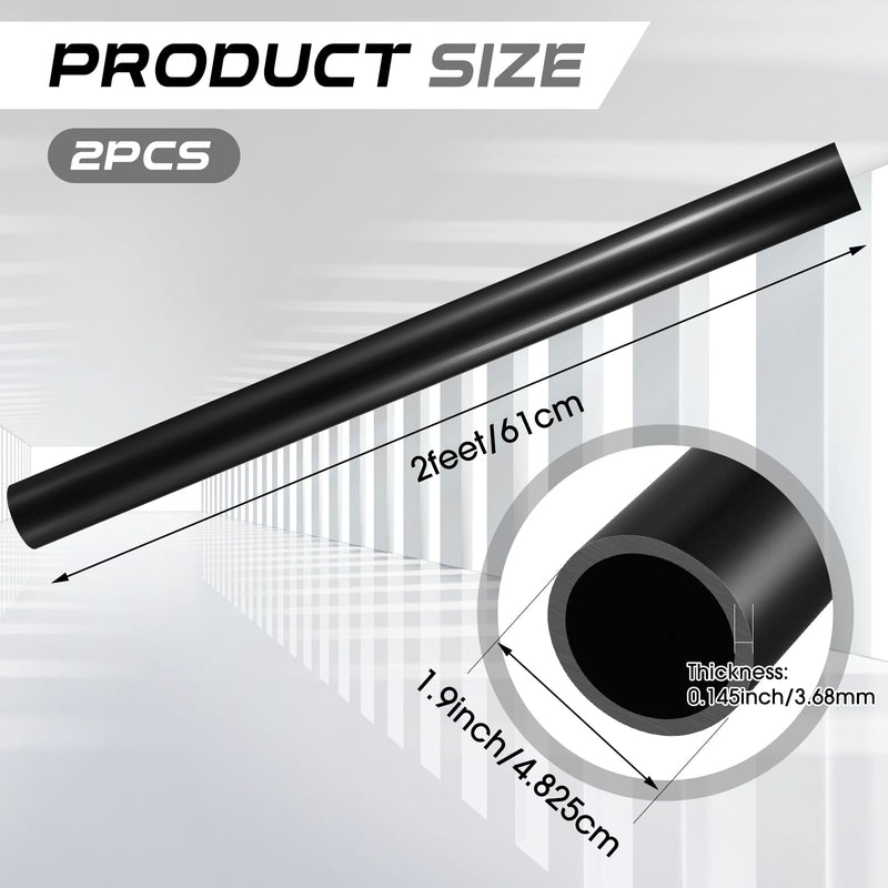 Landical 2 Pcs 1.5 Inch x 2 ft Black ABS Pipe DWV Drain Pipe Plastic Fittings for Drain Waste and Vent