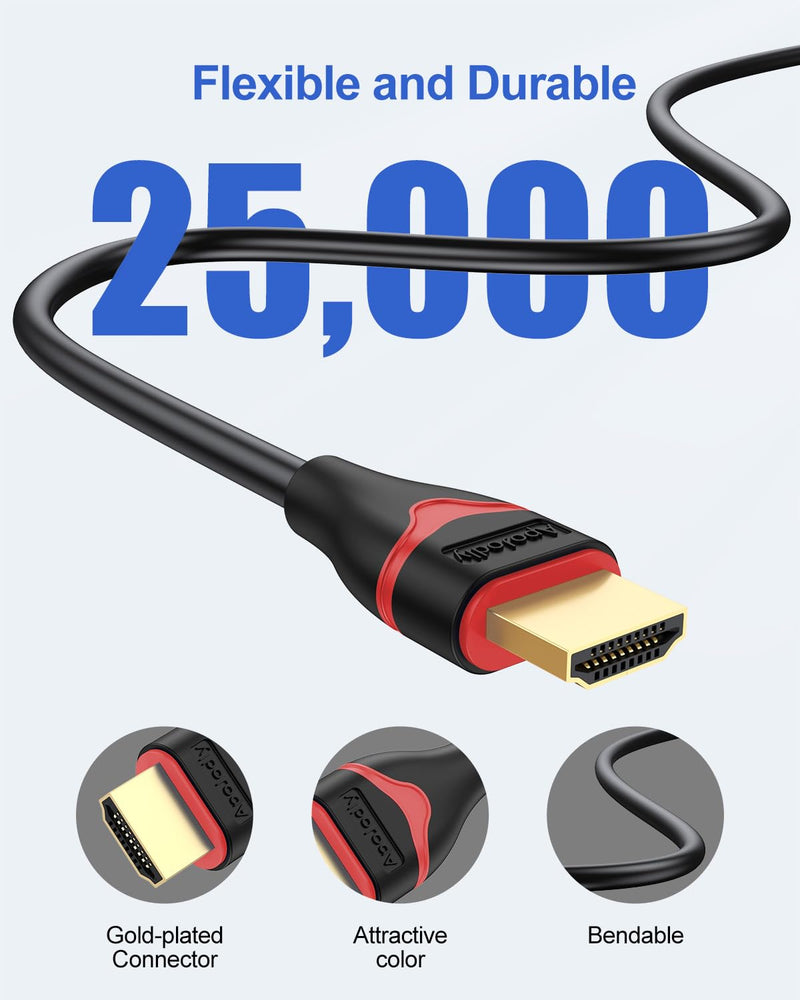 10K 8K HDM Cable 6FT 10-Pack, HDMI 2.1 Cable Ultra High Speed HDMI Cord 48Gbps 8K@60Hz, 4K@120Hz, 2K (HDCP 2.2&2.3, HDR10, 3D, eARC) for Monitor, HDTV, Roku TV, PC, PS5/PS4, Blu-ray