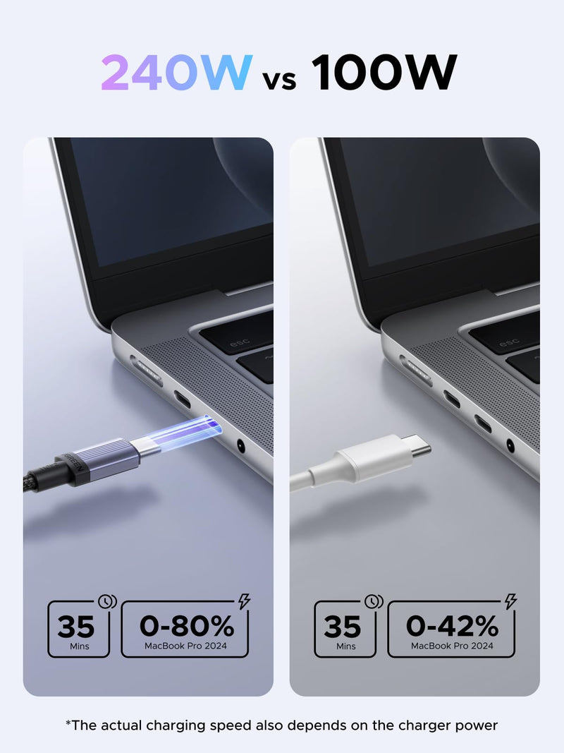 UGREEN 2-Pack 240W USB C to USB C Cable, Fast Charging USB C Cable for iPhone 17 Pro Max/16/15, Galaxy S25/S24/S23, Pixel 10/9/8, MacBook Pro/Air, ThinkBook, Dell XPS, iPad Pro/Air, Steam Deck, 10FT