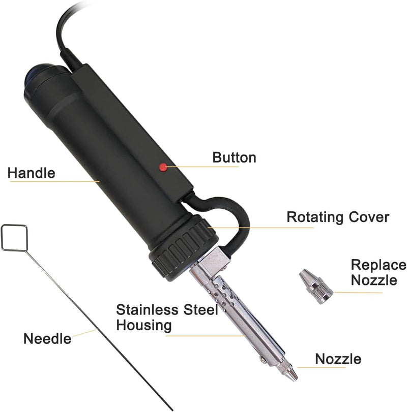 Electric Solder Sucker Vacuum,Automatic Desoldering Gun,Portable Desoldering Iron Tool AC 110V 30W with 3 Soldering Suction Tips,Electric Desoldering Pump Repair Solder Removal Tool (Size:US Plug)