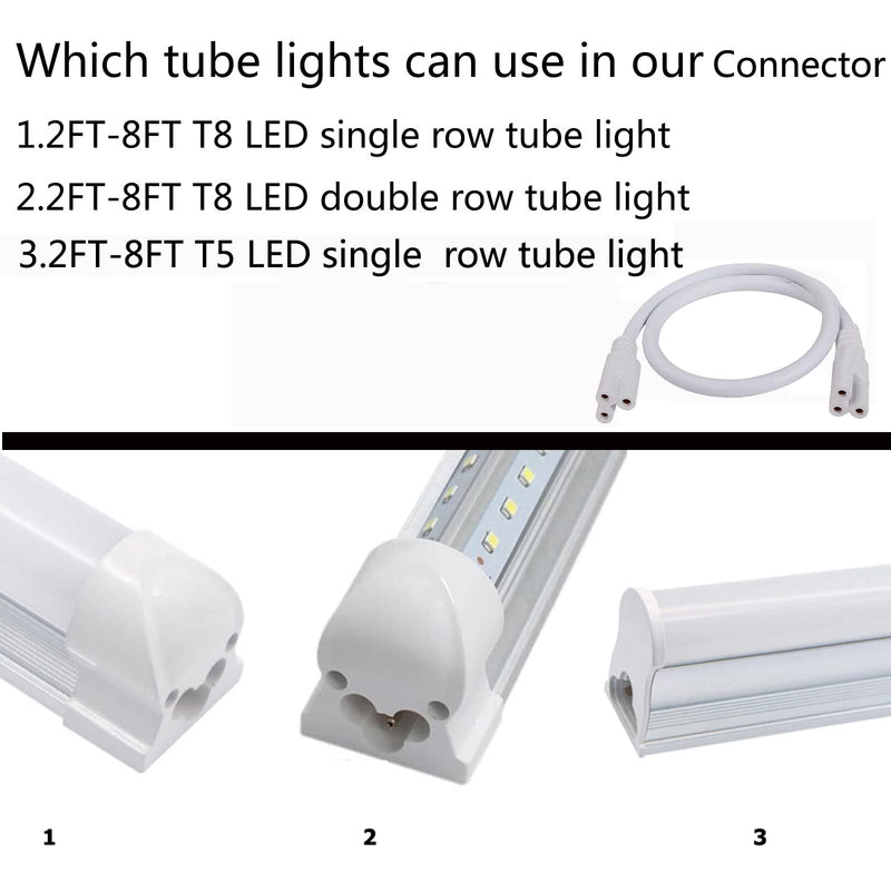 10 Pack 2FT Extension Cords,T5 T8 LED Lamp Connecting Wire | Double End Cable Female to Female,3 Prong Power Cables for Ceiling Lights Tube Lights,