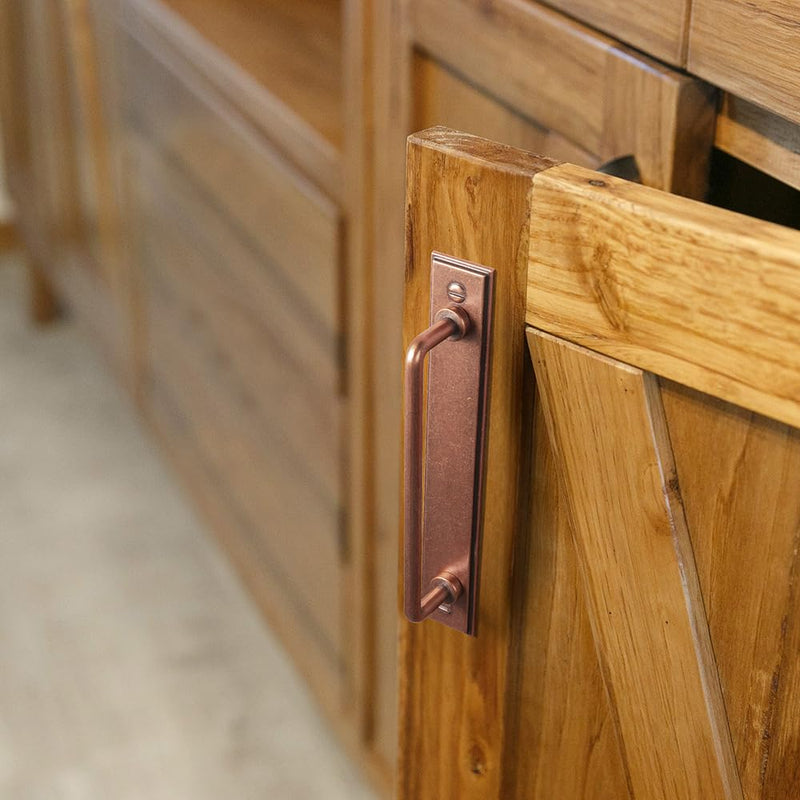 Goo-Ki 2 Pack 5'' Center to Center Antique Copper Cabinet Bar Pulls with Keelplate Backplate Vintage Drawer Handles Closet Classic Home Kitchen Improvement Hardware 5" Center to Center Keelplate