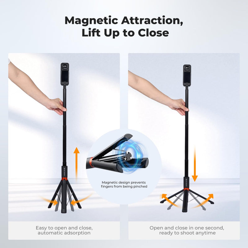 K&F CONCEPT 66" 2-in-1 Invisible Selfie Stick Tripod for Insta360 X5/X4/X3 | Extension Pole Adjustable Handle Grip for Luna Ultra, X6,GoPro, DJI Osmo Pocket 3/4, Action 5 Pro/6/4/3, DJI Osmo 360 JF-105L