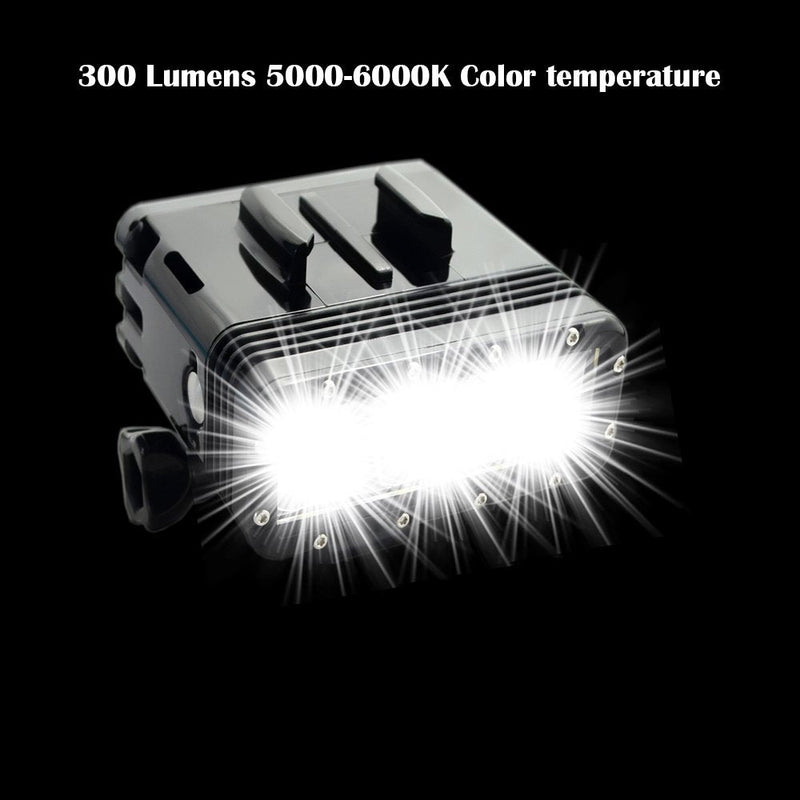 Suptig Underwater Lights Dive Light Dual Battery Waterproof LED Video LIght Compatible for Gopro Hero 8 Hero 7 Hero 6 Hero 5 Hero 4 And Other Action Cameras, Waterproof 147ft(45m)