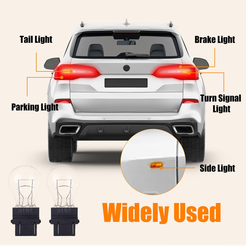 3157 P27/7W 12V Car Halogen Light Bulbs 3000K 3457 3157NA Miniature Turn Signal Bulbs Rear Tail/Brakes/Reverse/Running Light Long-Life Bulb Replacement for Jeep/Ford Trucks SUV