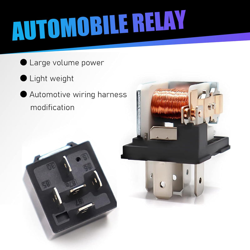 Pack-4 Car 5 Pin Relay, 12V 40A Conversion Starting DC Heavy Motor Replacement, PA66 Waterproof Flame Retardant Shell + Pure Copper Coil, Universal for Cars Trucks (Black)