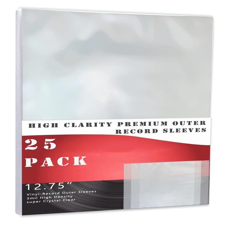 Vinyl Record Sleeves 25 Pack 12.75" x 12.75" LP Record Sleeves Outer Clear Premium Polypropylene Vinyl Protective Sleeves Album Covers