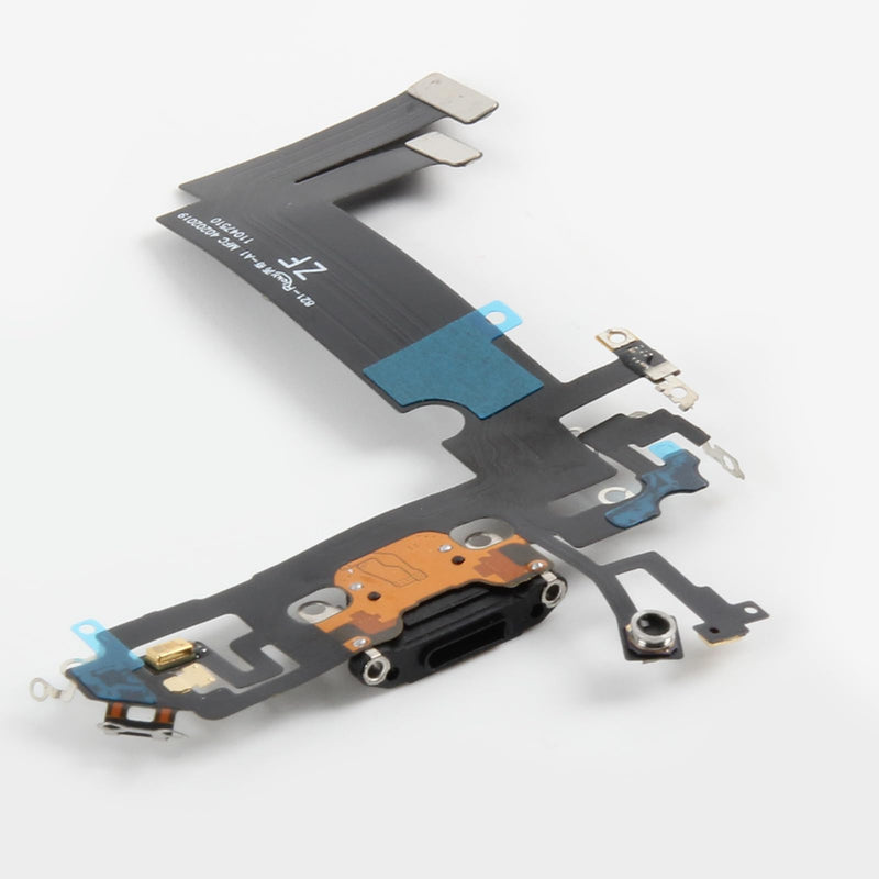 for iPhone 12 mini Lightning Charging Port Replacement Black Dock Connector Flex Cable Assembly with Waterproof Tape & Tool Kit A2176 A2398 A2400 A2399 (Black)