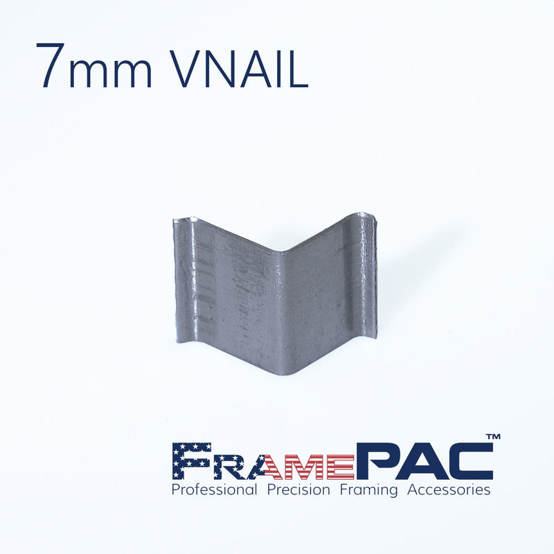 V Nails for Picture Frames Hardwood (AMP) 7mm (1/4 Inch) [4000 V-Nail Pack, Stacked] - (for use in Automatic V Nailer for Picture Framing, Automatic V Nailer for Picture Frames) 1/4 inch [7mm] - 4000 pack AMP - Hardwood