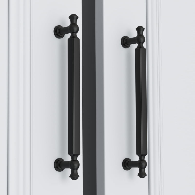 Goldenwarm 5 Pack 5 Inch Black Cabinet Handles Cabinet Pulls Matte Black Drawer Pulls Kitchen Drawer Handles Zinc Alloy Dresser Hardware for Bathroom Cupboard Bedroom, 128mm Hole Centers 5'' Hole Center