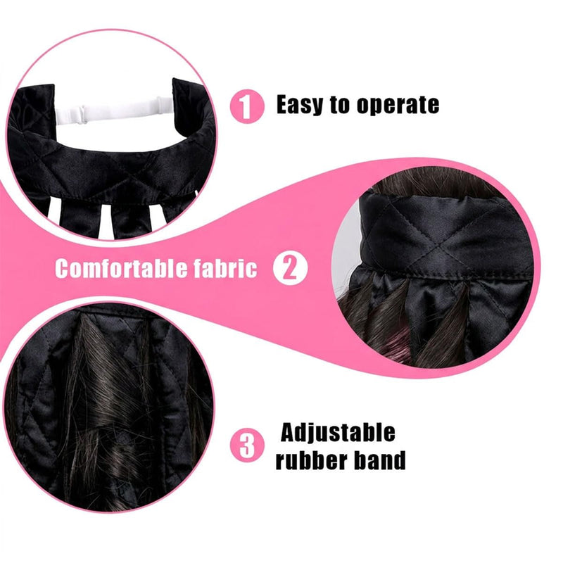 Octopus Heatless Hair Curlers Headband for 8 Claw Curling Rod, Women Heatless Hair Rollers No Heat Silk Curls Headband for Long Hair, DIY Foam Curlers (Black) black