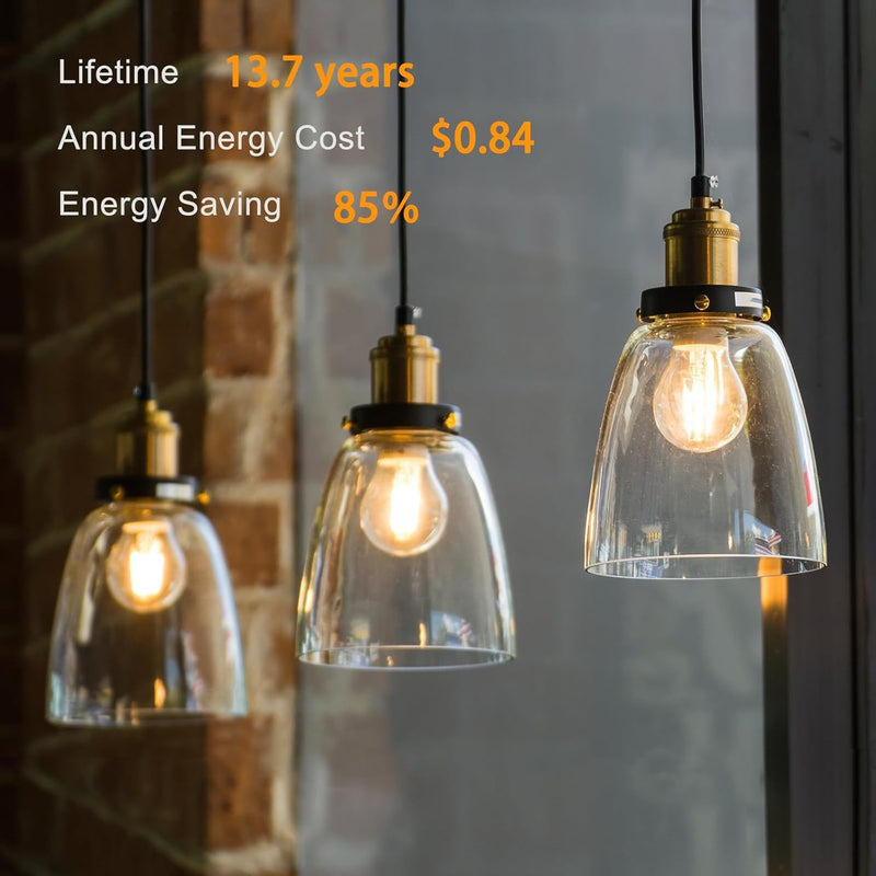 dalattin 12 Pack A19 Vintage LED Edison Bulbs, Dimmable, 60W Equivalent, High Brightness 5000K Daylight, Ultra-Bright, 8W E26 Standard Base, 800 Lumens, CRI80+, Clear Glass Filament Bulb for Home Daylight White 5000k