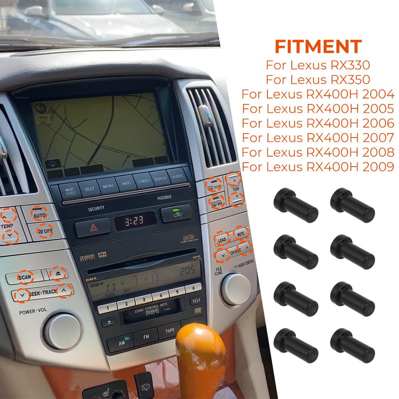 AUTOVIC Temperature Button Repair Kit for Lexus RX330, RX350 and RX400H 2004-2009 Black (8pcs)