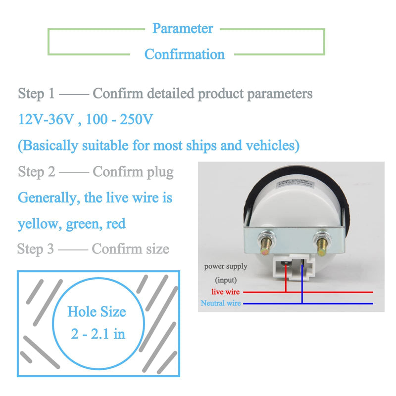 12-36V DC/AC Boat Marine Hour Meter, Quartz Hour Meter, Round Waterproof Hour Gauge Compatible with Boat Truck Engine 748 CHENNIC A Style