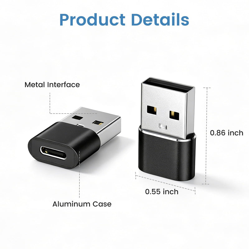 USB to USB C Adapter 10-Pack Bulk, USB A Male to Type C Female Converter | For iPhone 17, Samsung