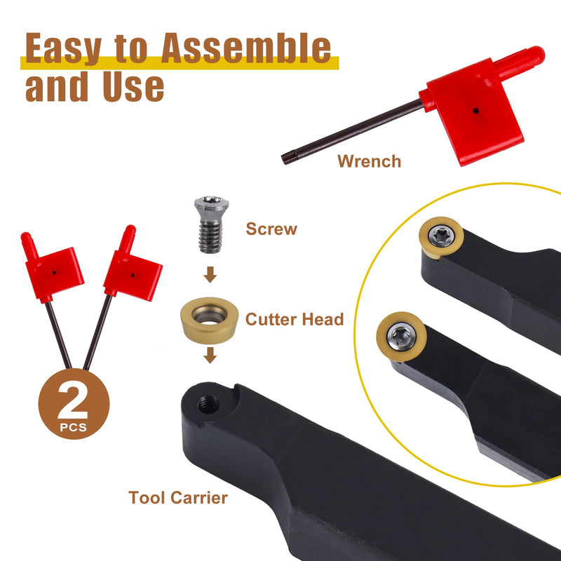 UpJiaFlarish Carbide Lathe Tool with Blade Holder - 5/8 inch SRAPR1616H10 & SRAPL1616H10 + 10pcs Carbide Inserts RPMT10T3 for Metal Lathe Cutting Tool circular 10
