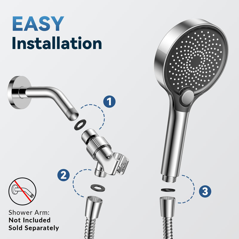 Filtered Shower Head with Handheld, High Pressure Shower Head with Filters, 3 Modes Water Softener Shower Head with Detachable Filters, Reduce Dryness on Skin and Hair, Premium Chrome