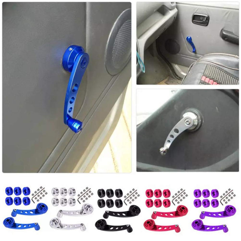 Veemoon Hand Crank Window Opener Crank Handle Kit, Window Crank Handle Kit, Window Crank Handle Winder Aluminum Universal Car Door Window Crank Handle Winder Car Door Accessories Rv Door Handle, Blue