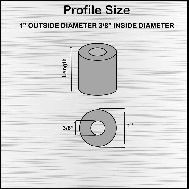 Black Aluminum Spacer 1" OD x 3/8" ID, Round Spacer, Fits Screws Bolts 3/8" or M10 by Metal Spacers Online (1/2" Length, 10 Pack) 1/2" Length