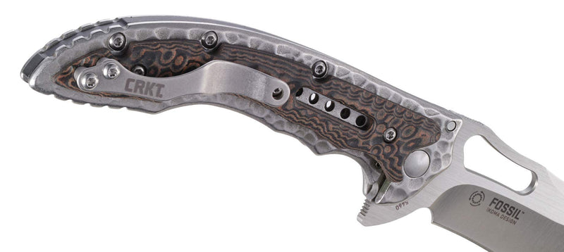 CRKT Fossil Folding Pocket Knife: Compact Stainless Steel Plain Edge EDC Folder with Frame Lock, Everyday Carry Knife, Satin Blade Finish 5460, Brown Fossil Compact - Brown
