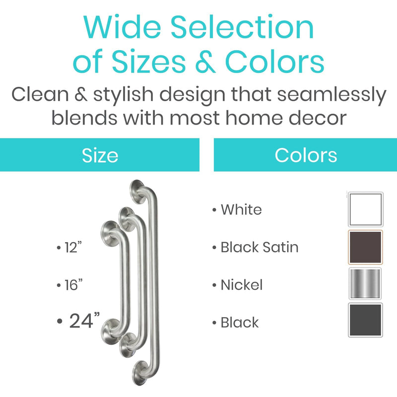 Vive Grab Bar for Bathtubs and Showers - Handicap Bathroom Safety Handrail for Elderly - Wall Senior Rail Handle for Tub, Toilet, Bath 24" (Inches) Brushed Nickel