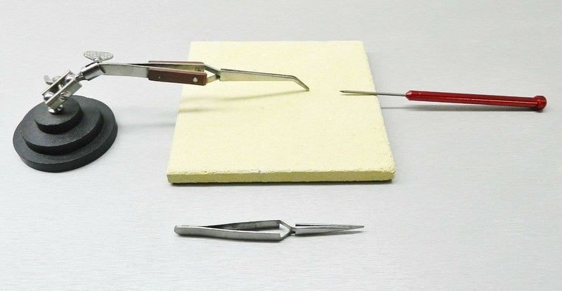 Jewelry Crafts Soldering Tools Kit Ceramic Solder Board Third Hand Pick Tweezers by JTS