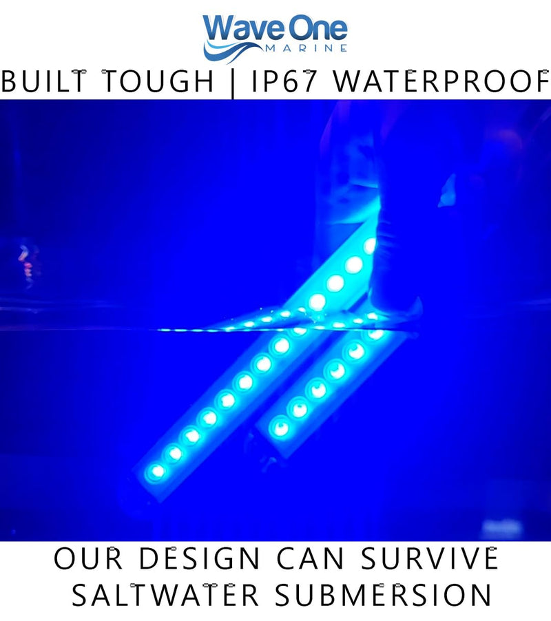 Wave One Marine 4" LED RGBW Surface Mount Courtesy Internal Driver Mount Boat Light | RV Accent | Interior Exterior Deck Transom Cockpit T Top | Waterproof IP67 (4" Round Edge) 4 Inch