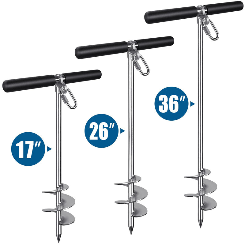 Insaga 17''/26''/36'' Sand Anchor for Boat with 32ft Rope, 304 Stainless Steel Boat Sand Anchor with Crossbar, Screw in Boat Anchor for Kayak, Jet Ski, Pontoon, Shallow Water, Beach and Sandbar Use 17''-Only