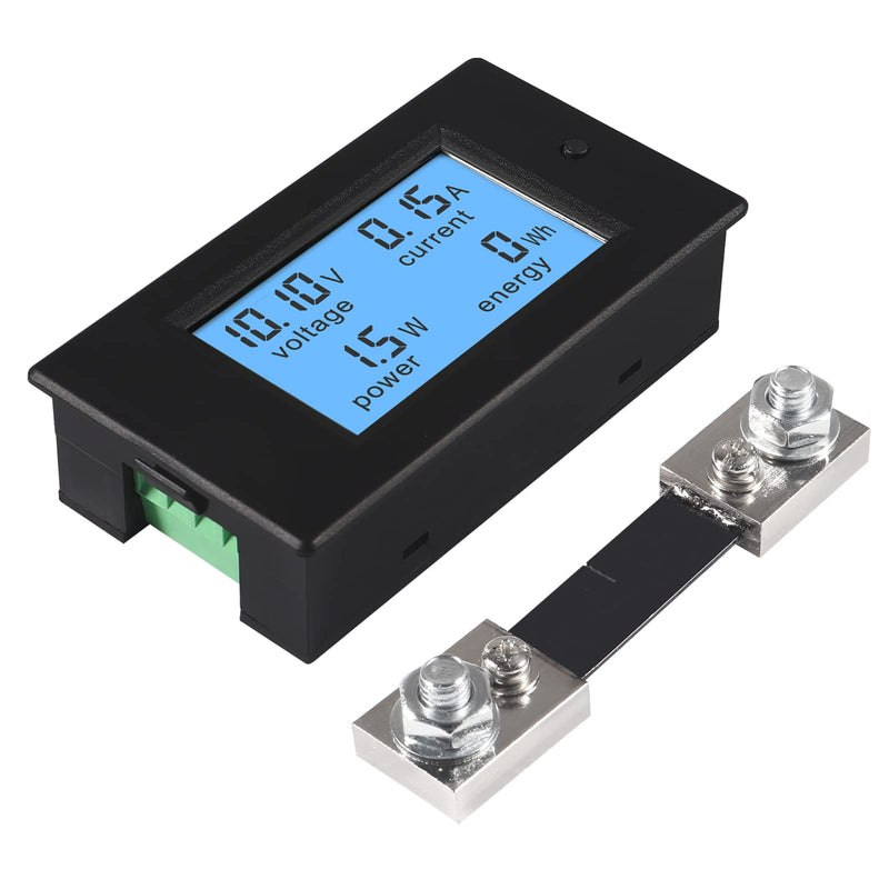 DC 6.5-100V 0-100A 12V 24V 36V 48V 60V 72V Volt Amp Watt Meter LCD Display Digital Current Voltage Power Energy Meter Multimeter Ammeter Voltmeter with 100A 75mV Current Shunt Pack of 2 DC 6.5-100V 0-100A