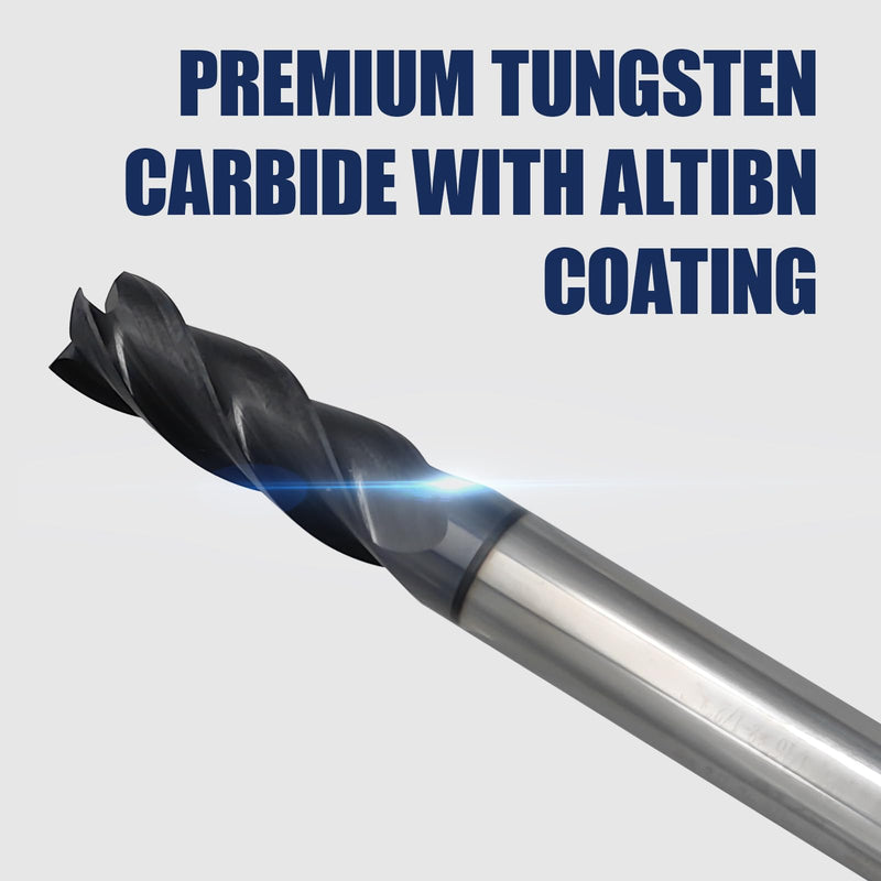 2 Pcs 3/8" Carbide Square End Mill, 4 -Flute TIALN Coated CNC Mill Bits for Steel, End Mills for Precision Milling Tasks 3/8 in 2
