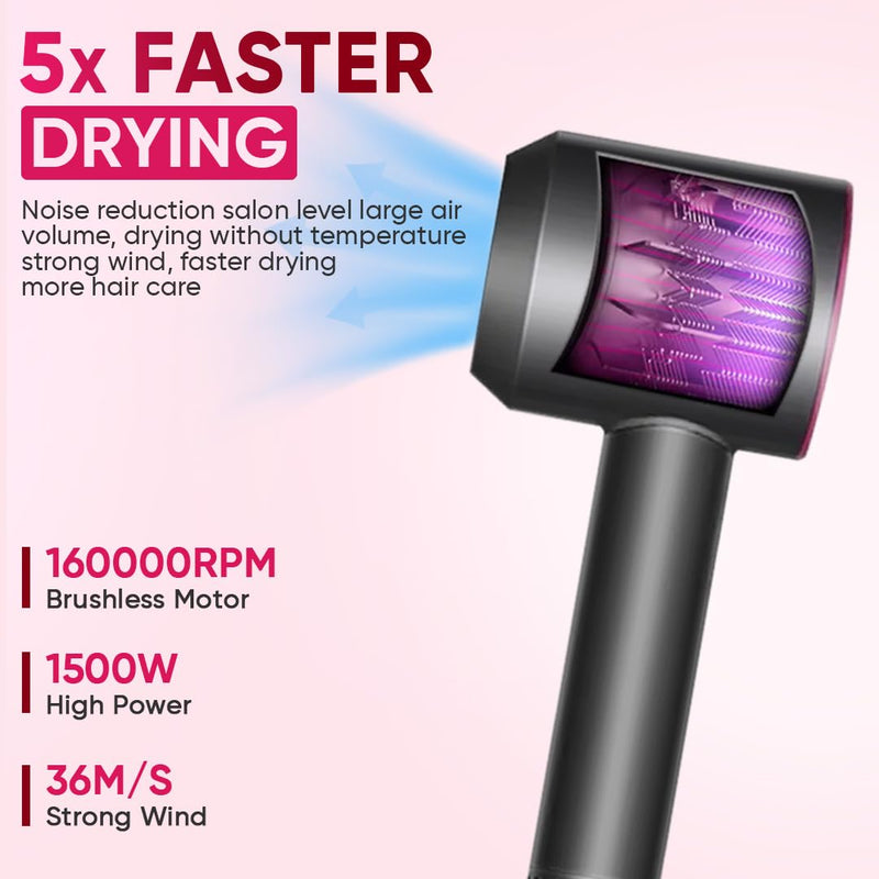  [AUSTRALIA] - Ionic Hair Dryer with Diffuser for Curly Hair - Lightweight Travel Hairdryer for Women - Fast Drying Hair Dryer with Diffuser & Accessories - Hair Diffuser for Women Gifts
