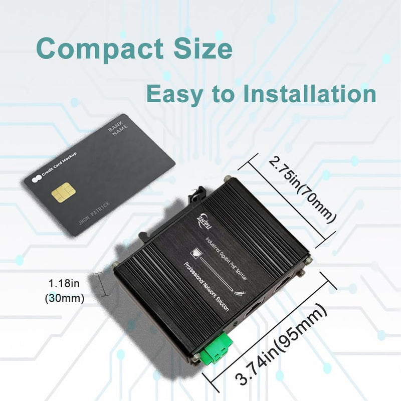 Industrial Gigabit 30W PoE+ Splitter IEEE802.3at/af 24V DC Output with Terminal Block, 10/100/1000Mbps, -40~80°C Power Supply for Security Cameras, Access Control Systems 30W PoE Input 24V DC Out