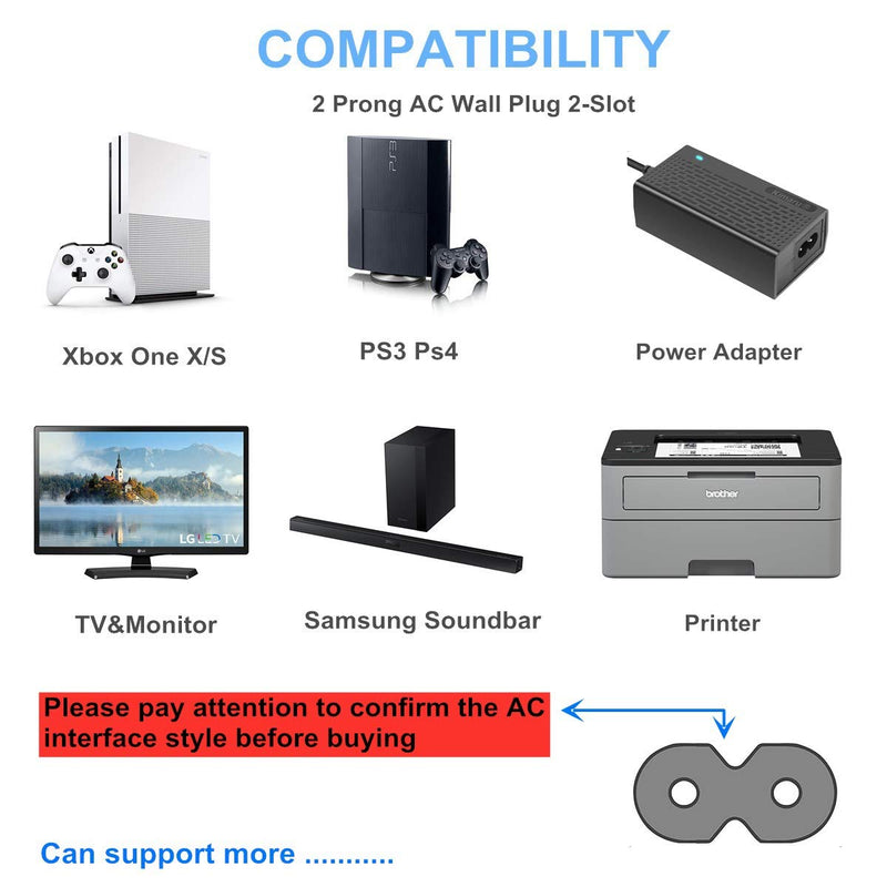 Kimaru TV Power Cord for Samsung LG TCL Sony LED LCD Insignia Sharp Toshiba JVC Hisense Electronics (4Ft Cable)