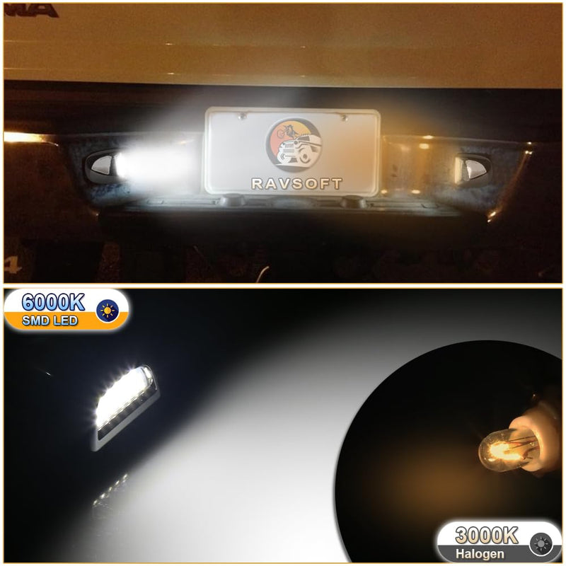 LED License Plate Light tag lamp Assembly For 1999-2013 Chevy Silverado GMC Sierra 1500 2500 3500 Avalanche Suburban Tahoe Yukon Chrome housing 6000K White, Pack of 2