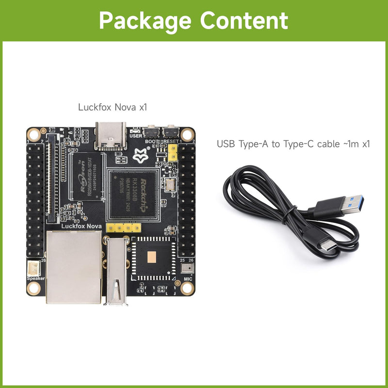 Waveshare Luckfox Nova Micro Development Board, Based On Rockchip RK3308B, 8GB eMMC, Integrated High-Performance Audio Codec, Excluding Wireless and PoE Module