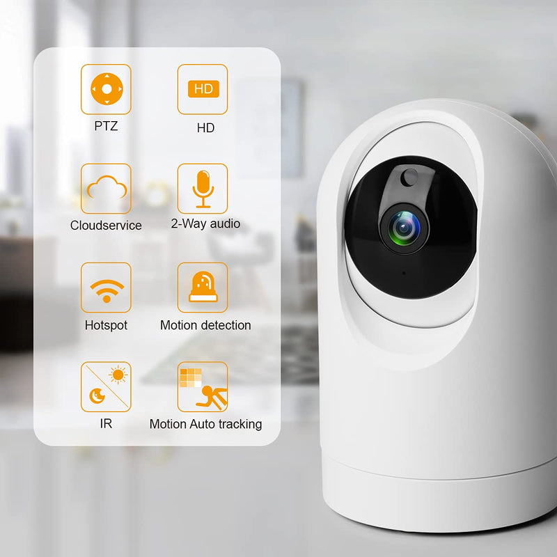 Indoor Security Camera Wireless, 2K Smart Home IP Camera 2.4G/5G Dual-Band WiFi Connection, Two-Way Audio, AI Human Motion Detection, Night Vision, App Remote Control - White (QC21S)