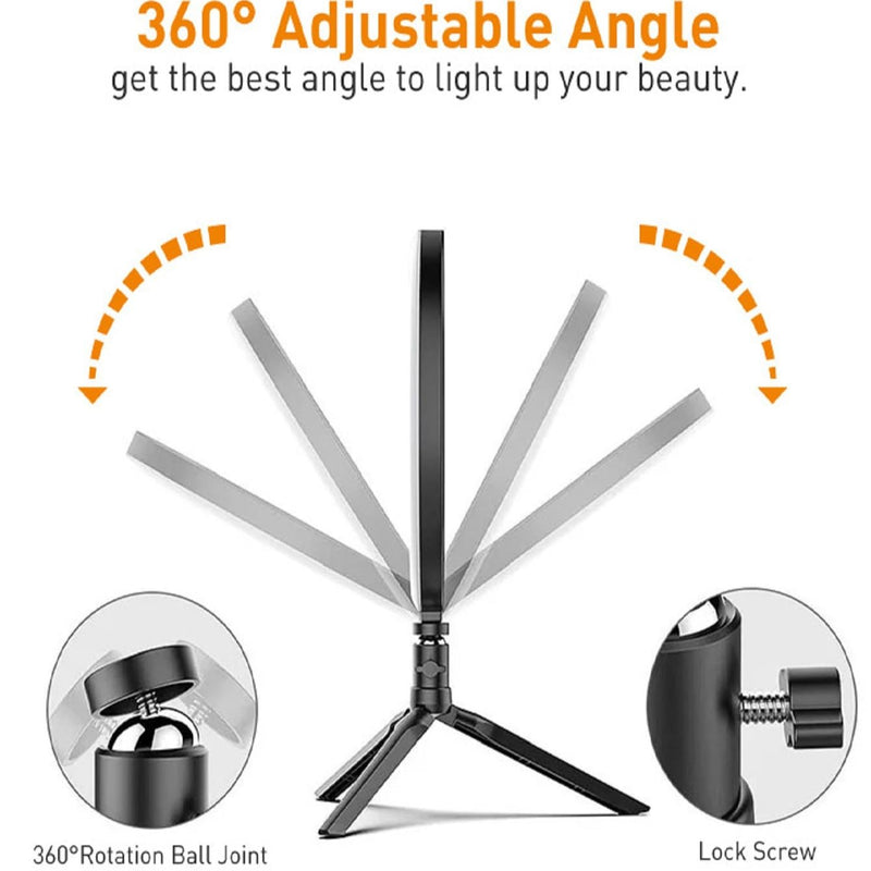 Selfie Ring Light 10" with Tripod Stand and Phone Holder, LED Ring Light for Desk with 3 Light Modes & 11 Brightness Level for Selfie, YouTube, Makeup, Live Streaming, TIKTOK